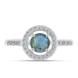 Inel din Argint 925 ( 2.43 grame ) cu Labradorit și Topaz Alb 1.07 Carate