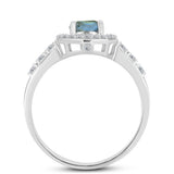 Inel din Argint 925 ( 2.43 grame ) cu Labradorit și Topaz Alb 1.07 Carate