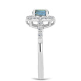 Inel din Argint 925 ( 2.43 grame ) cu Labradorit și Topaz Alb 1.07 Carate