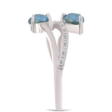 Inel din Argint 925 ( 3.39 grame ) cu Labradorit și Topaz Alb 1.57 Carate