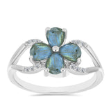 Inel din Argint 925 ( 2.44 grame ) cu Labradorit și Topaz Alb 1.32 Carate