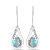 Cercei din Argint 925 ( 2.88 grame ) cu Labradorit și Topaz Alb 2.26 Carate