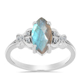 Inel din Argint 925 ( 2.24 grame ) cu Labradorit și Topaz Alb 1.6 Carate