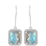 Cercei din Argint 925 ( 2.76 grame ) cu Labradorit și Topaz Alb 4.41 Carate