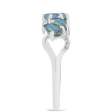 Inel din Argint 925 ( 2.48 grame ) cu Labradorit și Topaz Alb 1.3 Carate