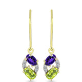Cercei din Argint 925 Placat cu Aur ( 1.71 grame ) cu Ametist Marocan și Peridot Changbai 1.06 Carate