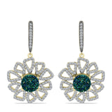 Cercei din Argint 925 Placat cu Aur ( 6.44 grame ) cu Drusy Verde și Topaz Alb 6 Carate