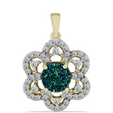 Pandantiv din Argint 925 Placat cu Aur ( 2.75 grame ) cu Drusy Verde și Topaz Alb 3.12 Carate