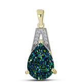Pandantiv din Argint 925 Placat cu Aur ( 1.45 grame ) cu Drusy Verde și Topaz Alb 5.38 Carate