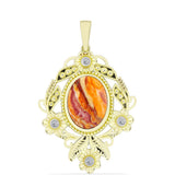 Pandantiv din Argint 925 Placat cu Aur ( 5.66 grame ) cu Jaspul "Lion's Paw" și Topaz Alb 8.39 Carate