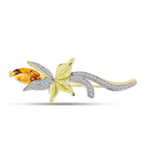 Broşă din Argint 925 Placat cu Aur ( 4.09 grame ) cu Citrin Rio Golden și Topaz Alb 1.37 Carate