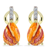 Cercei din Argint 925 Placat cu Aur ( 3.63 grame ) cu Jaspul "Lion's Paw" și Topaz Alb 4.04 Carate