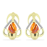 Cercei din Argint 925 Placat cu Aur ( 5.44 grame ) cu Jaspul "Lion's Paw" și Topaz Alb 2.45 Carate