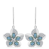 Cercei din Argint 925 ( 6.22 grame ) cu Labradorit și Topaz Alb 2.73 Carate