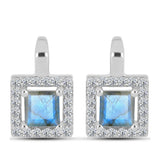 Cercei din Argint 925 ( 3.62 grame ) cu Labradorit și Topaz Alb 1.74 Carate