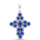 Cruce Pandantiv din Argint 925 ( 3.47 grame ) cu Safir Albastru Australian și Topaz Alb 4.79 Carate
