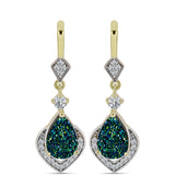 Cercei din Argint 925 Placat cu Aur ( 4.28 grame ) cu Drusy Verde și Topaz Alb 4.93 Carate