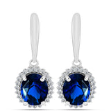 Cercei din Argint 925 ( 3.57 grame ) cu Safir Sintetic și Zircon Alb 4.2 Carate