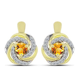 Cercei din Argint 925 Placat cu Aur ( 4.06 grame ) cu Citrin Rio Golden și Topaz Alb 0.77 Carate