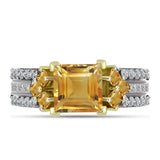 Inel din Argint 925 Placat cu Aur ( 5.76 grame ) cu Citrin Rio Golden și Topaz Alb 2.96 Carate