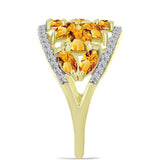 Inel din Argint 925 Placat cu Aur ( 3.63 grame ) cu Citrin Rio Golden și Topaz Alb 2.54 Carate