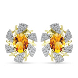 Cercei din Argint 925 Placat cu Aur ( 5.91 grame ) cu Citrin Rio Golden și Topaz Alb 4.68 Carate