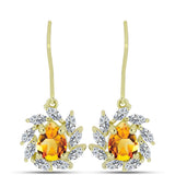 Cercei din Argint 925 Placat cu Aur ( 2.75 grame ) cu Citrin Rio Golden și Topaz Alb 3.25 Carate