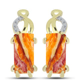Cercei din Argint 925 Placat cu Aur ( 4.96 grame ) cu Jaspul "Lion's Paw" și Topaz Alb 5.43 Carate