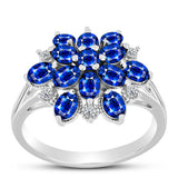 Inel din Argint 925 ( 3.7 grame ) cu Safir Albastru Australian și Topaz Alb 3.33 Carate