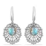Cercei din Argint 925 ( 7.12 grame ) cu Labradorit și Topaz Alb 5.04 Carate