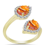 Inel din Argint 925 Placat cu Aur ( 3.82 grame ) cu Jaspul "Lion's Paw" și Topaz Alb 2.83 Carate