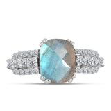 Inel din Argint 925 ( 2.77 grame ) cu Labradorit și Topaz Alb 3.23 Carate