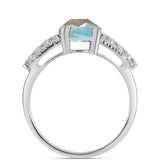 Inel din Argint 925 ( 2.77 grame ) cu Labradorit și Topaz Alb 3.23 Carate
