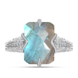 Inel din Argint 925 ( 4.13 grame ) cu Labradorit și Topaz Alb 6.32 Carate