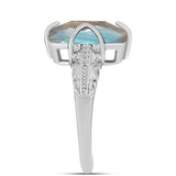 Inel din Argint 925 ( 4.13 grame ) cu Labradorit și Topaz Alb 6.32 Carate
