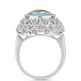 Inel din Argint 925 ( 6.8 grame ) cu Labradorit și Topaz Alb 6.74 Carate