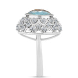 Inel din Argint 925 ( 6.8 grame ) cu Labradorit și Topaz Alb 6.74 Carate