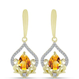 Cercei din Argint 925 Placat cu Aur ( 3.8 grame ) cu Citrin Rio Golden și Topaz Alb 1.98 Carate