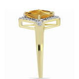 Inel din Argint 925 Placat cu Aur ( 2.94 grame ) cu Citrin Rio Golden și Topaz Alb 1.64 Carate