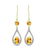 Cercei din Argint 925 Placat cu Aur ( 4.2 grame ) cu Citrin Rio Golden și Topaz Alb 2.52 Carate