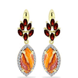 Cercei din Argint 925 Placat cu Aur ( 4.95 grame ) cu Jaspul "Lion's Paw" și Granat Barton 5.31 Carate