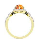 Inel din Argint 925 Placat cu Aur ( 3.31 grame ) cu Jaspul "Lion's Paw" și Topaz Alb 1.44 Carate