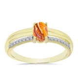 Inel din Argint 925 Placat cu Aur ( 2.86 grame ) cu Jaspul "Lion's Paw" și Topaz Alb 0.95 Carate