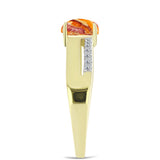 Inel din Argint 925 Placat cu Aur ( 2.86 grame ) cu Jaspul "Lion's Paw" și Topaz Alb 0.95 Carate
