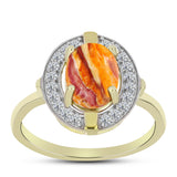 Inel din Argint 925 Placat cu Aur ( 2.88 grame ) cu Jaspul "Lion's Paw" și Topaz Alb 2.18 Carate