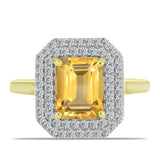 Inel din Argint 925 Placat cu Aur ( 2.94 grame ) cu Citrin Rio Golden și Topaz Alb 2.78 Carate