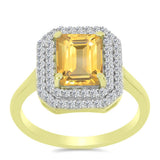 Inel din Argint 925 Placat cu Aur ( 2.94 grame ) cu Citrin Rio Golden și Topaz Alb 2.78 Carate