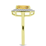 Inel din Argint 925 Placat cu Aur ( 2.94 grame ) cu Citrin Rio Golden și Topaz Alb 2.78 Carate