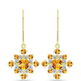 Cercei din Argint 925 Placat cu Aur ( 2.89 grame ) cu Citrin Rio Golden și Topaz Alb 1.99 Carate