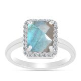 Inel din Argint 925 ( 2.43 grame ) cu Labradorit și Topaz Alb 2.21 Carate